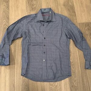Robert Graham Boys Blue Button Down Shirt Size 10-12 M